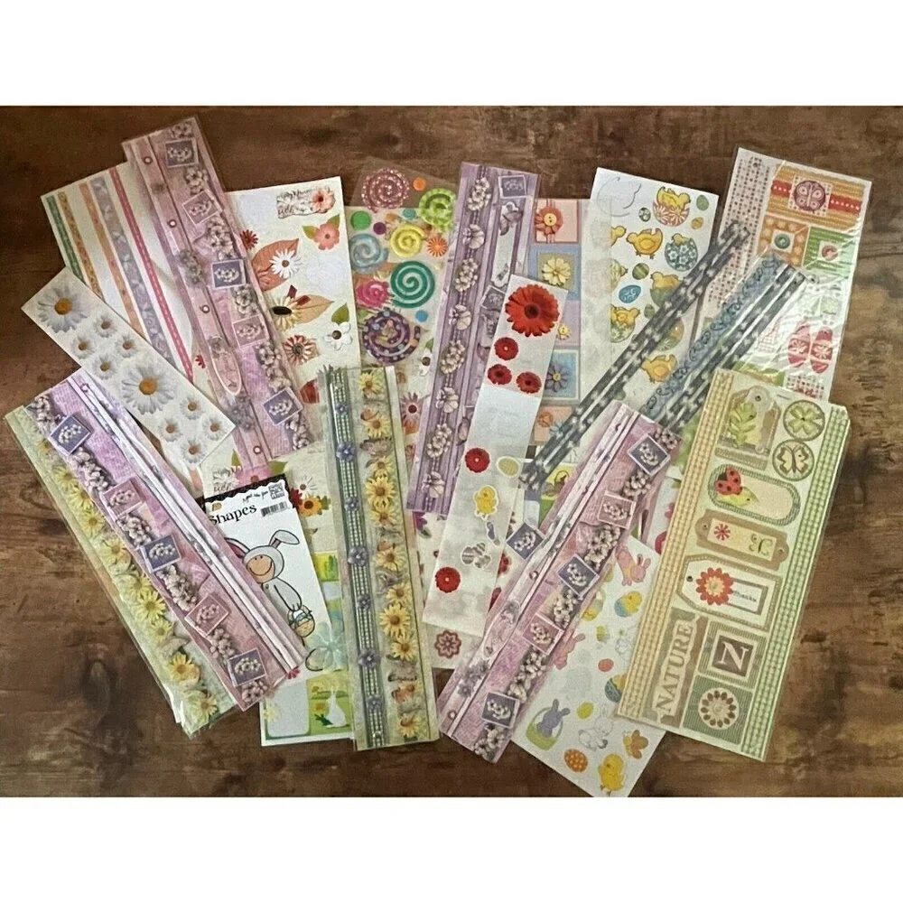 Scrapbooking Sticker Lot of Easter Spring Themes Flowers Chicks Butterflies